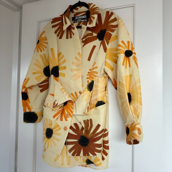 Jacquemus Le Collectionneuse Jacket Mini Dress Allover Floral Print Sz 36 - Picture 8 of 12